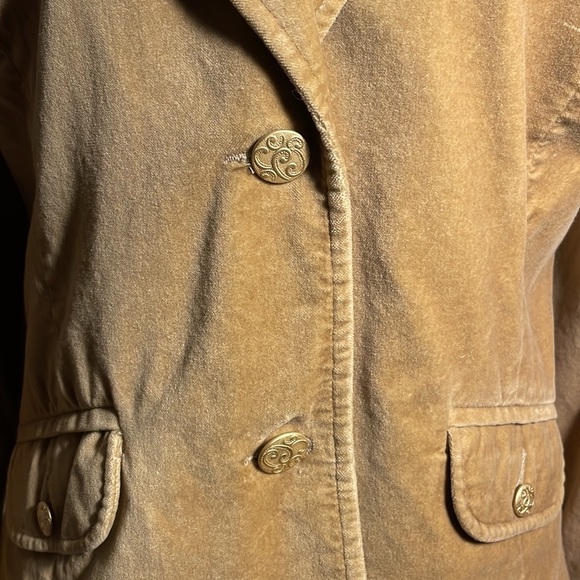 Old Navy (Est. 1994) Vintage Tan Velvet Blazer Floral Lining in Size Medium - Picture 4 of 9